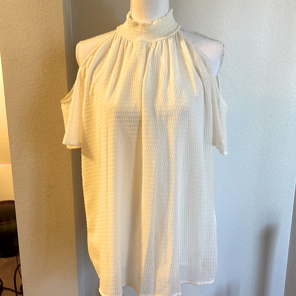 - Michael Kors cream short sleeve turtleneck blouse XS nwt #30